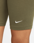 Nike Women's Sportswear Essential Dark Green Mid-Rise Biker Shorts