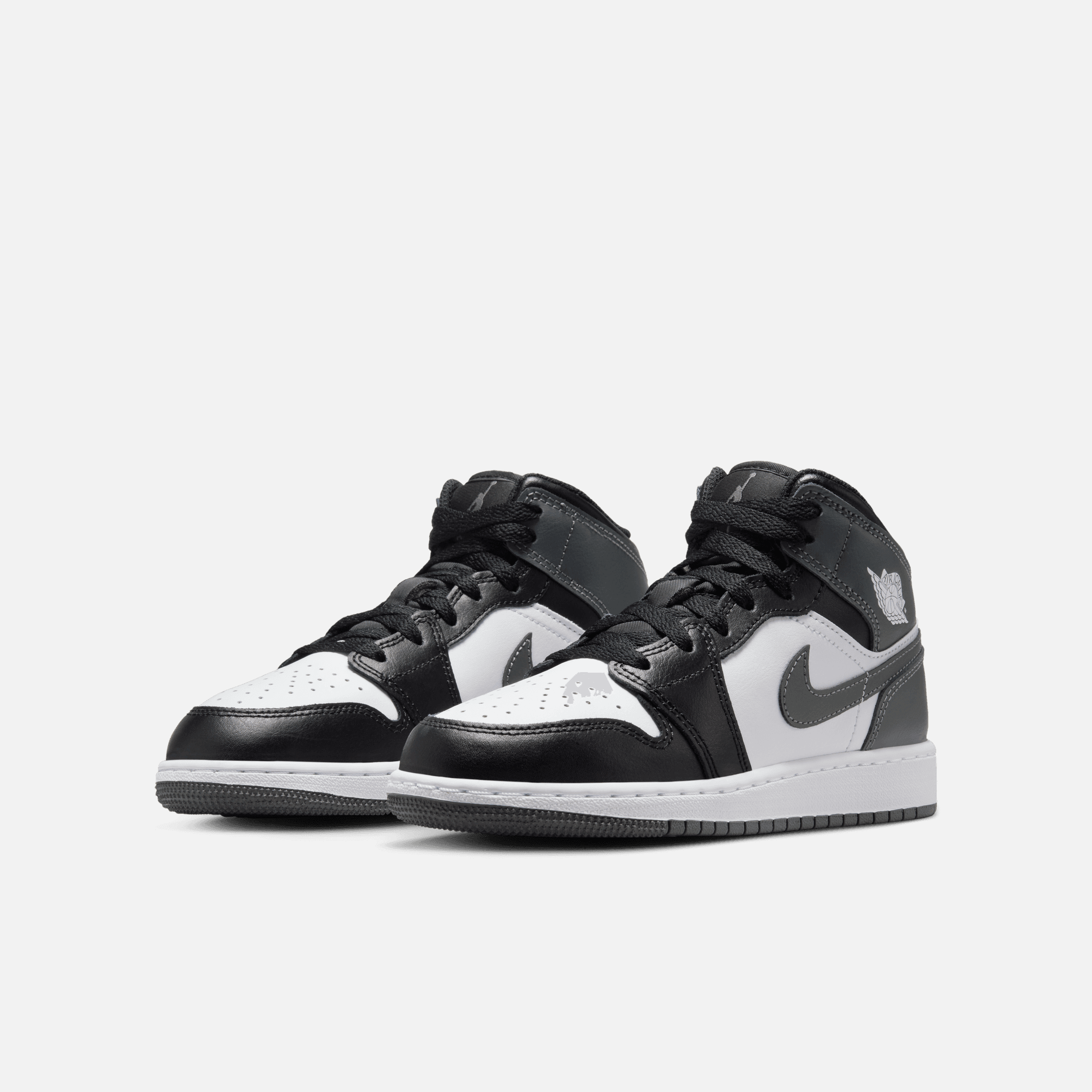 Air Jordan Big Kids' 1 Mid Black Iron Grey (GS)