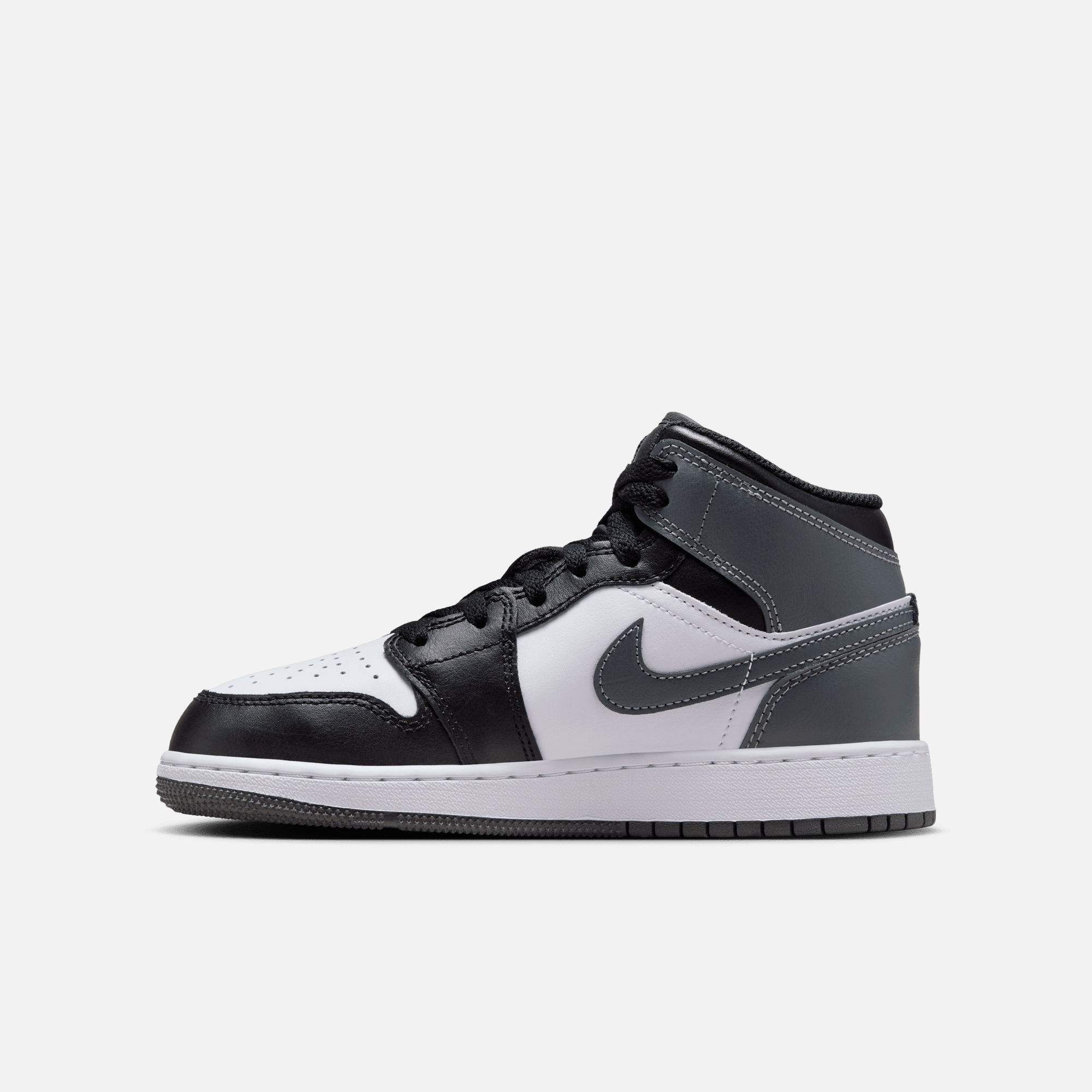 Air Jordan Big Kids' 1 Mid Black Iron Grey (GS)