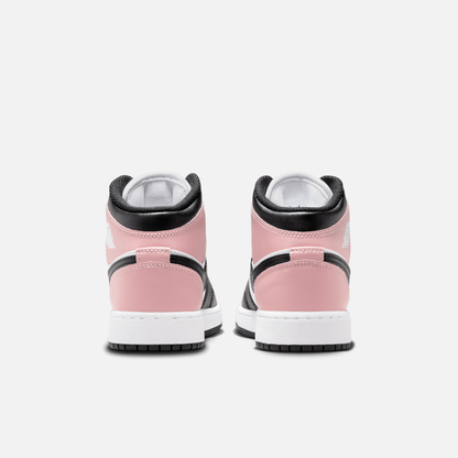 Air Jordan Big Kids' 1 Mid White Rust Pink Black (GS)