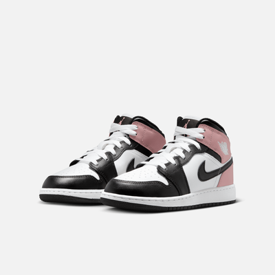 Air Jordan Big Kids' 1 Mid White Rust Pink Black (GS)