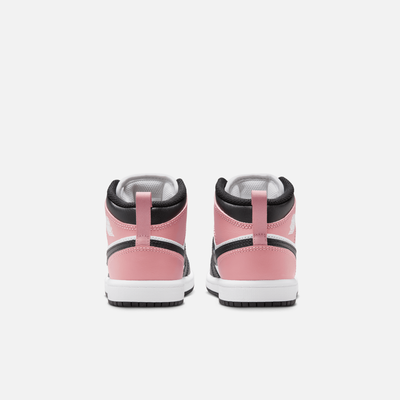 Air Jordan Kids' 1 Mid White Rust Pink Black (PS)