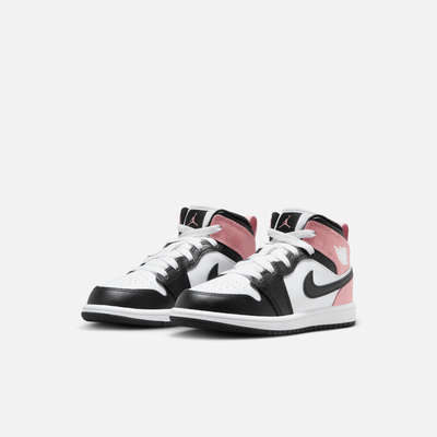Air Jordan Kids' 1 Mid White Rust Pink Black (PS)