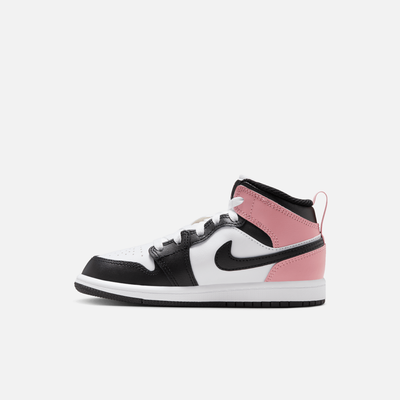 Air Jordan Kids' 1 Mid White Rust Pink Black (PS)