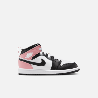 Air Jordan Kids' 1 Mid White Rust Pink Black (PS)