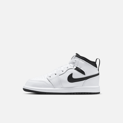 Air Jordan Kids' 1 Mid White Black (PS)