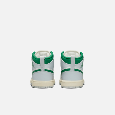 Air Jordan Kids' 1 Mid Pure Platinum Pine Green (PS)