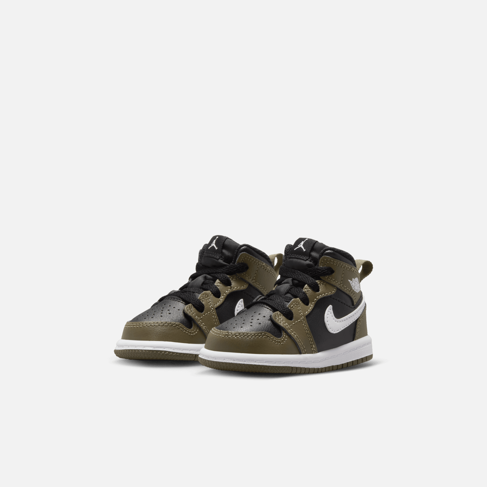 Air Jordan Kids' 1 Mid Black Medium Olive (TD)