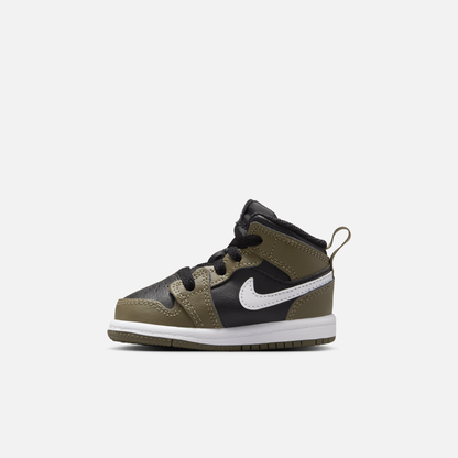 Air Jordan Kids' 1 Mid Black Medium Olive (TD)