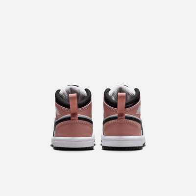Air Jordan Kids' 1 Mid White Rust Pink Black (TD)