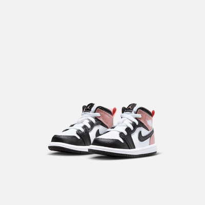 Air Jordan Kids' 1 Mid White Rust Pink Black (TD)