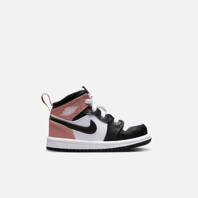Air Jordan Kids' 1 Mid White Rust Pink Black (TD)