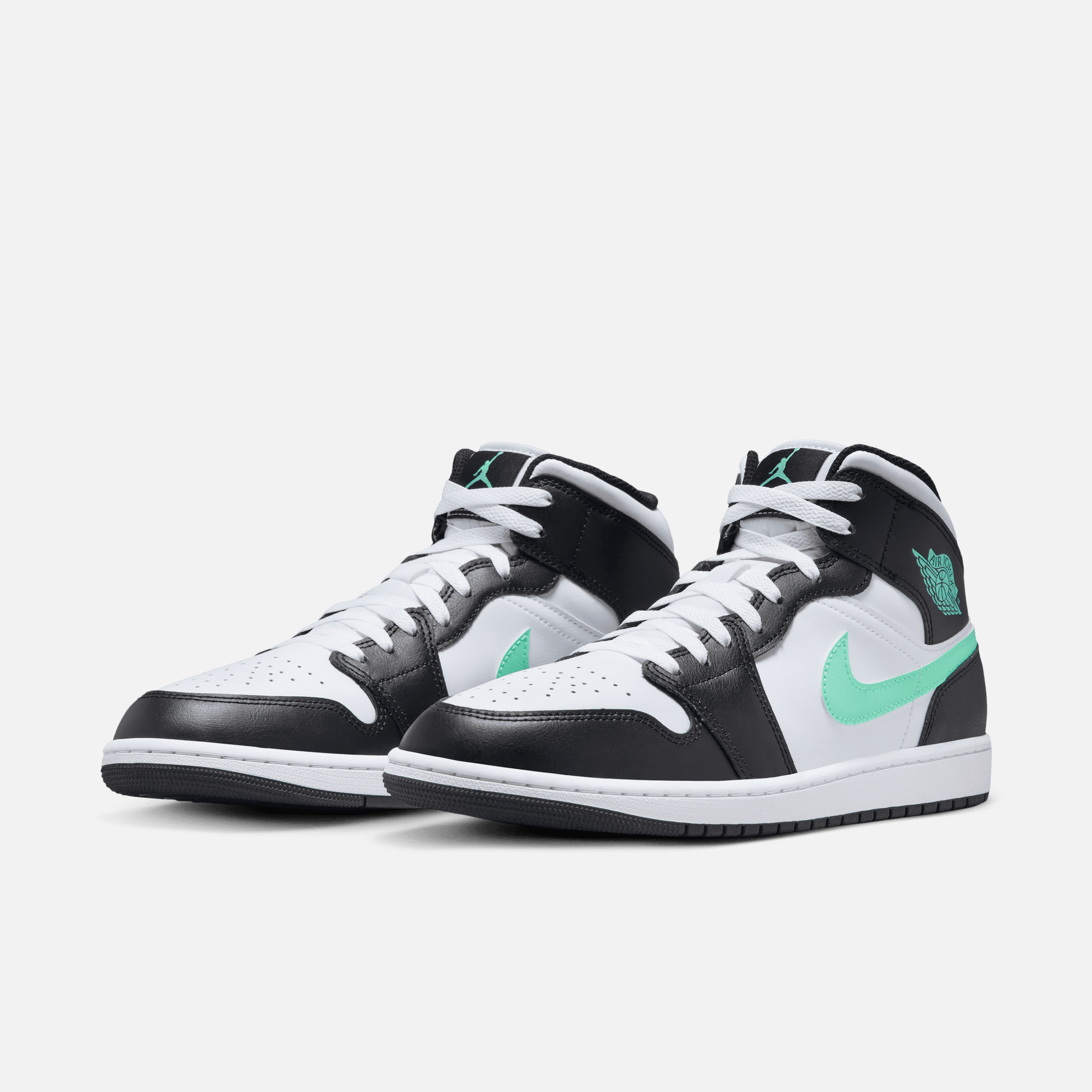 Air Jordan 1 Mid White Green Glow Black 9