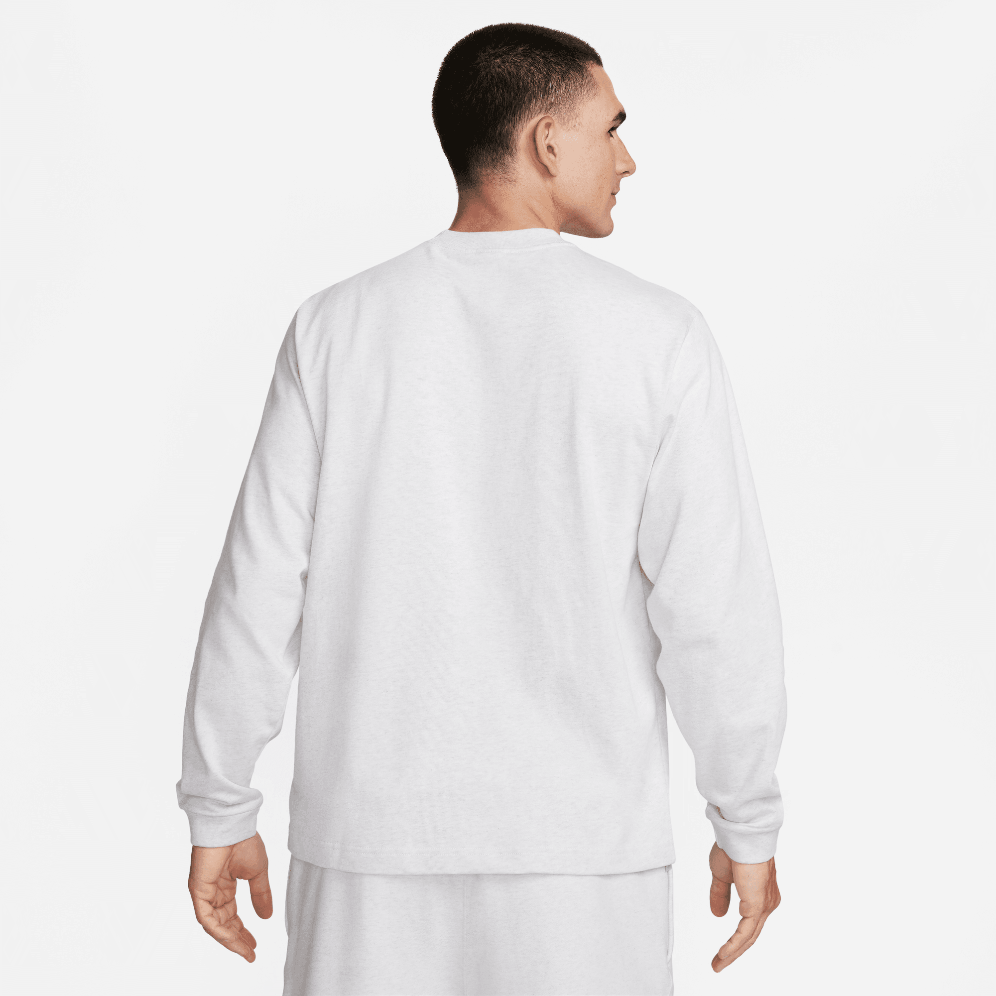 Nike Solo Swoosh Heather White Long-Sleeve Top – Puffer Reds