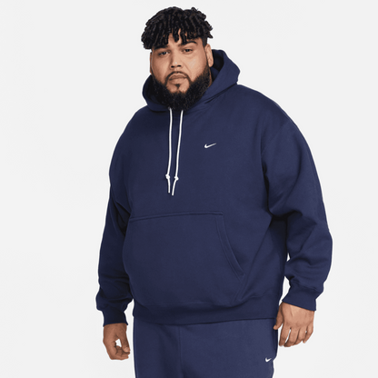 Nike Solo Swoosh Navy Blue Fleece Pullover Hoodie