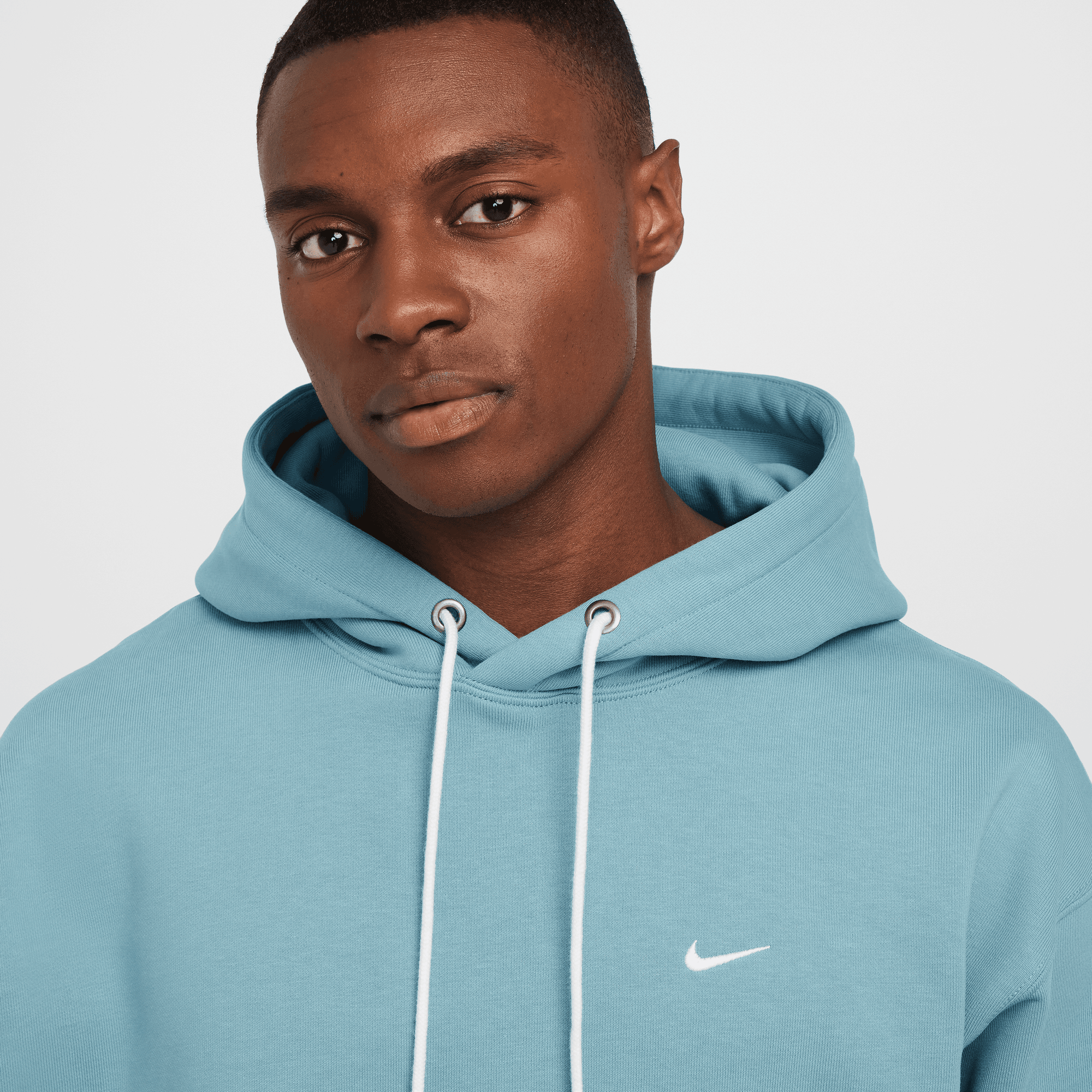 Nike Solo Swoosh Denim Turquoise Blue Pullover Hoodie