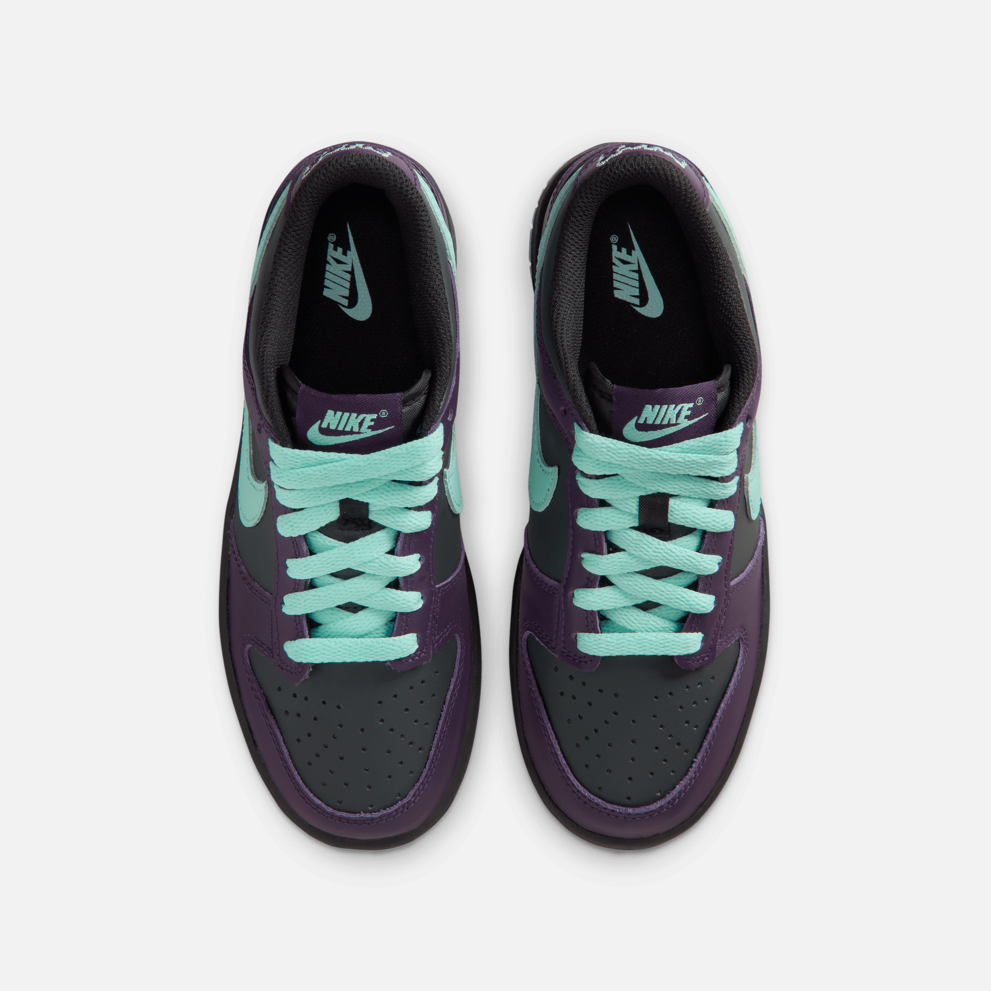 purple and turquoise dunks