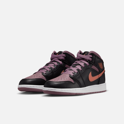 Air Jordan Big Kids' 1 Mid Black Sky J Mauve (GS)