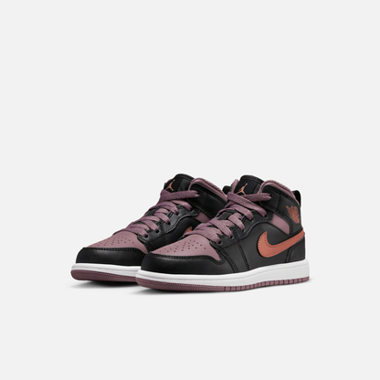 Air Jordan Kids' 1 Mid SE Sky J Mauve Sky J Orange (PS)