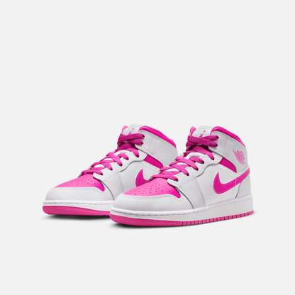 Air Jordan Big Kids' 1 Mid Iris Whisper Fire Pink (GS)