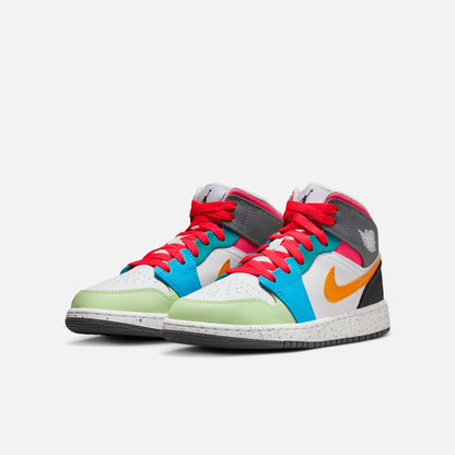 Air Jordan Big Kids' 1 Mid SE Multi Color (GS)