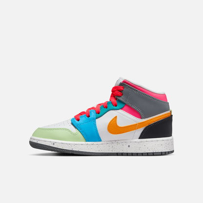 Air Jordan Big Kids' 1 Mid SE Multi Color (GS)