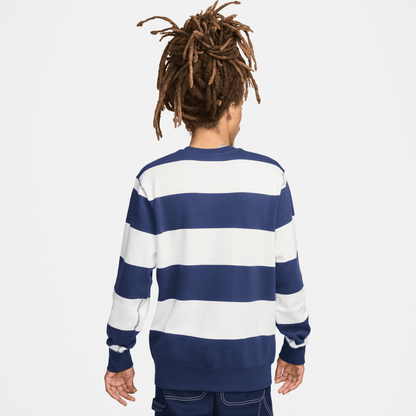 Nike Club Fleece Navy Striped French Terry Sweatshirt