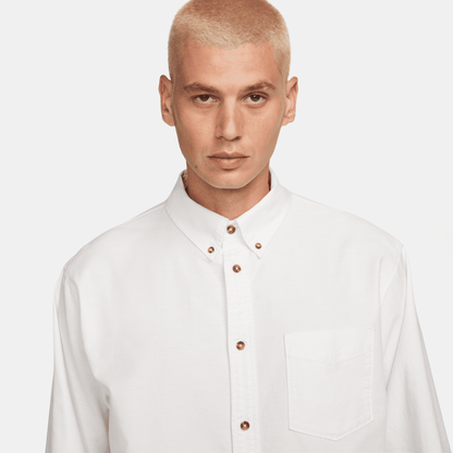 Nike Life White Long-Sleeve Oxford Button-Down Shirt