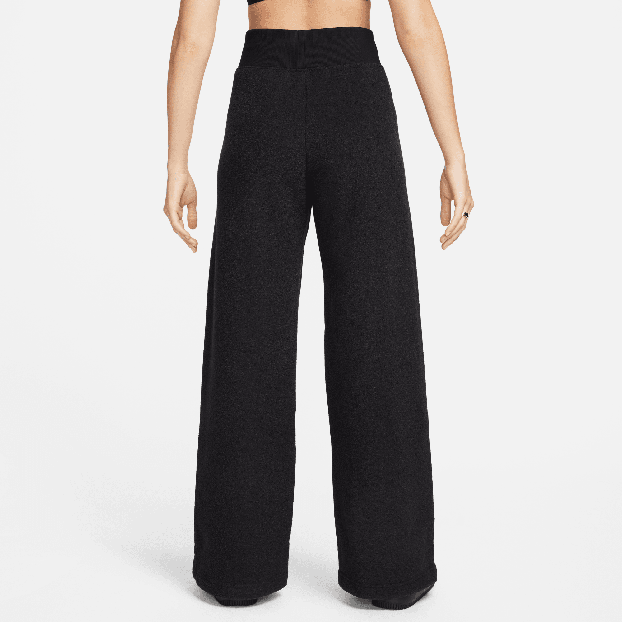 Nike Women's Sportswear Phoenix Plush Black High-Waisted Wide-Leg Cozy Fleece Pants