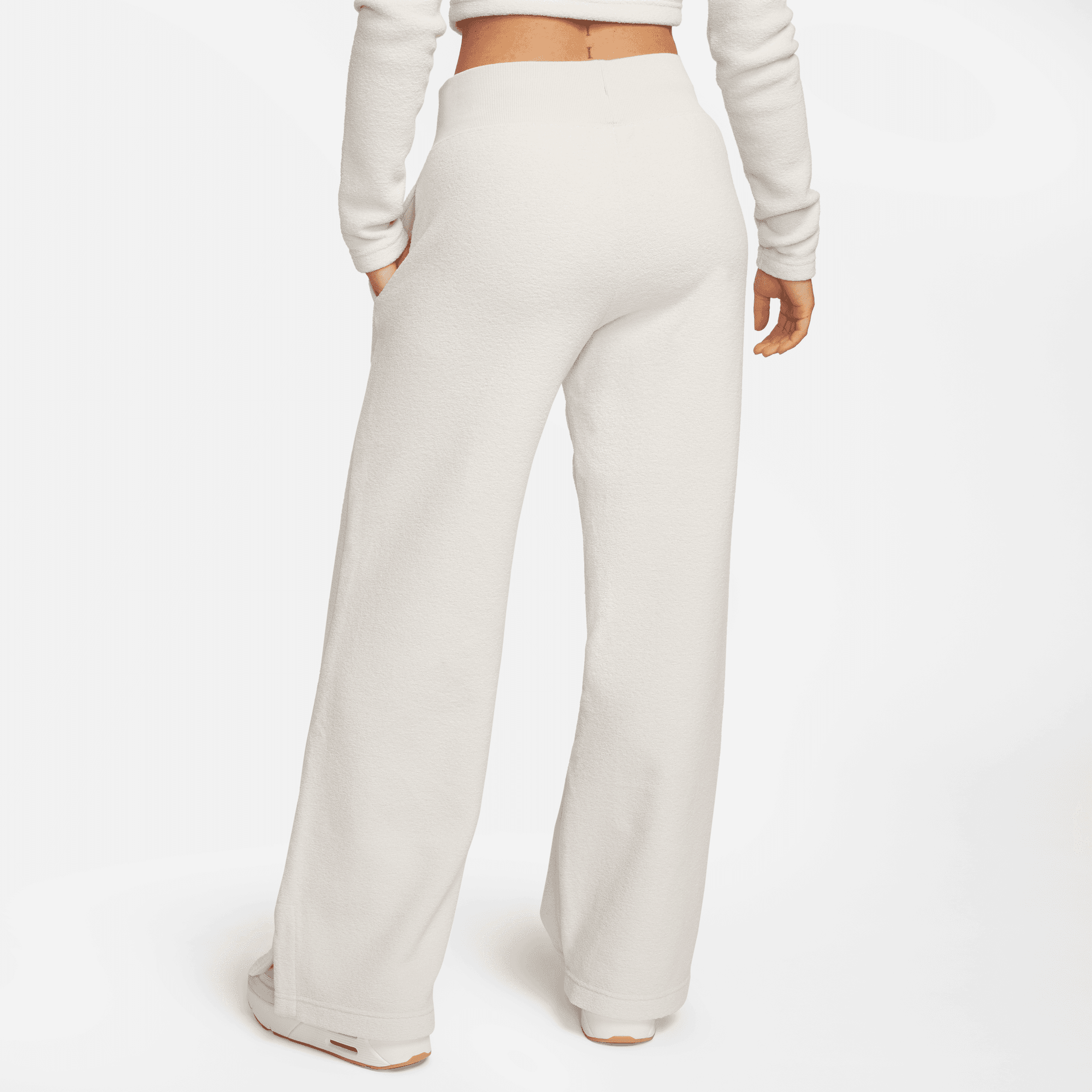 Nike Women's Sportswear Phoenix Plush Light Brown High-Waisted Wide-Leg Cozy Fleece Pants