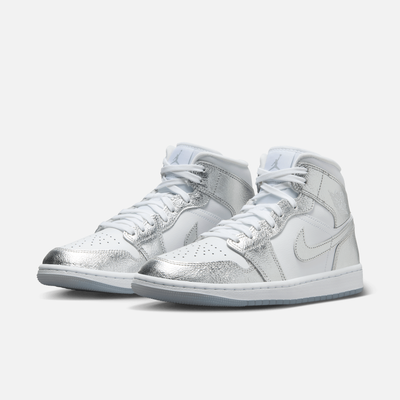 Air Jordan Women's 1 Mid 'Crinkled Silver Foil'