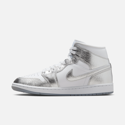 Air Jordan Women's 1 Mid 'Crinkled Silver Foil'