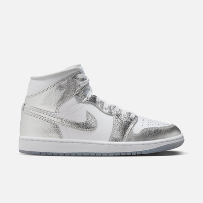 Air Jordan Women's 1 Mid 'Crinkled Silver Foil'
