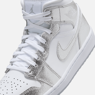 Air Jordan Women's 1 Mid 'Crinkled Silver Foil'