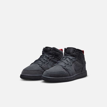 Air Jordan Kids' 1 Mid SE Craft Monochrome Black (PS)