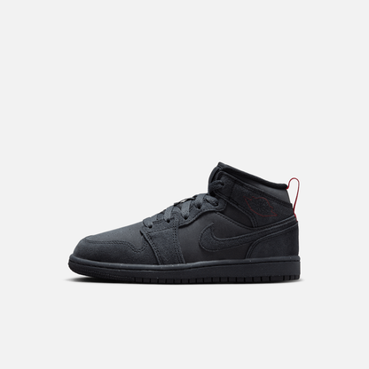 Air Jordan Kids' 1 Mid SE Craft Monochrome Black (PS)