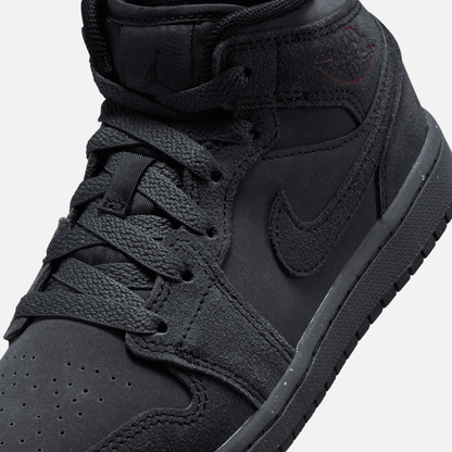 Air Jordan Kids' 1 Mid SE Craft Monochrome Black (PS)