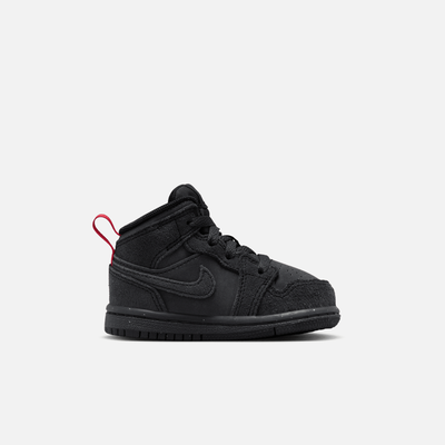 Air Jordan Kids' 1 Mid SE Craft Monochrome Black (TD)