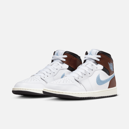 Air Jordan 1 Mid SE Embroidered Mocha Blue