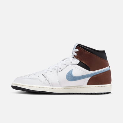 Air Jordan 1 Mid SE Embroidered Mocha Blue