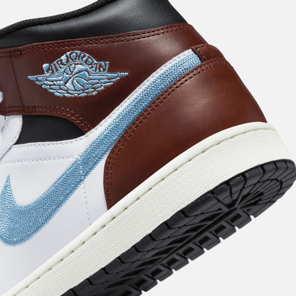 Air Jordan 1 Mid SE Embroidered Mocha Blue