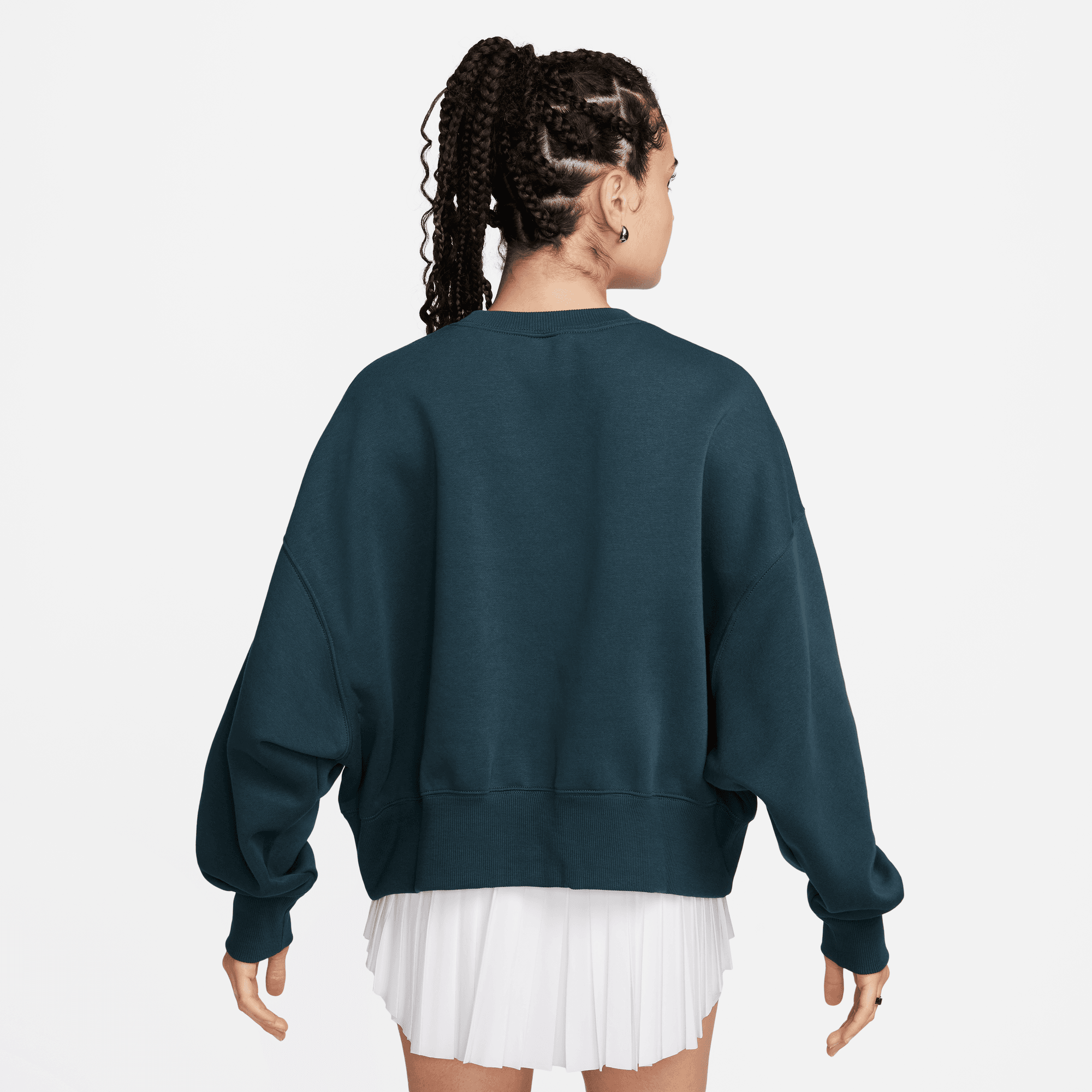 Nike Sportswear Women's Green Over-Oversized Crew-Neck Fleece Sweatshirt