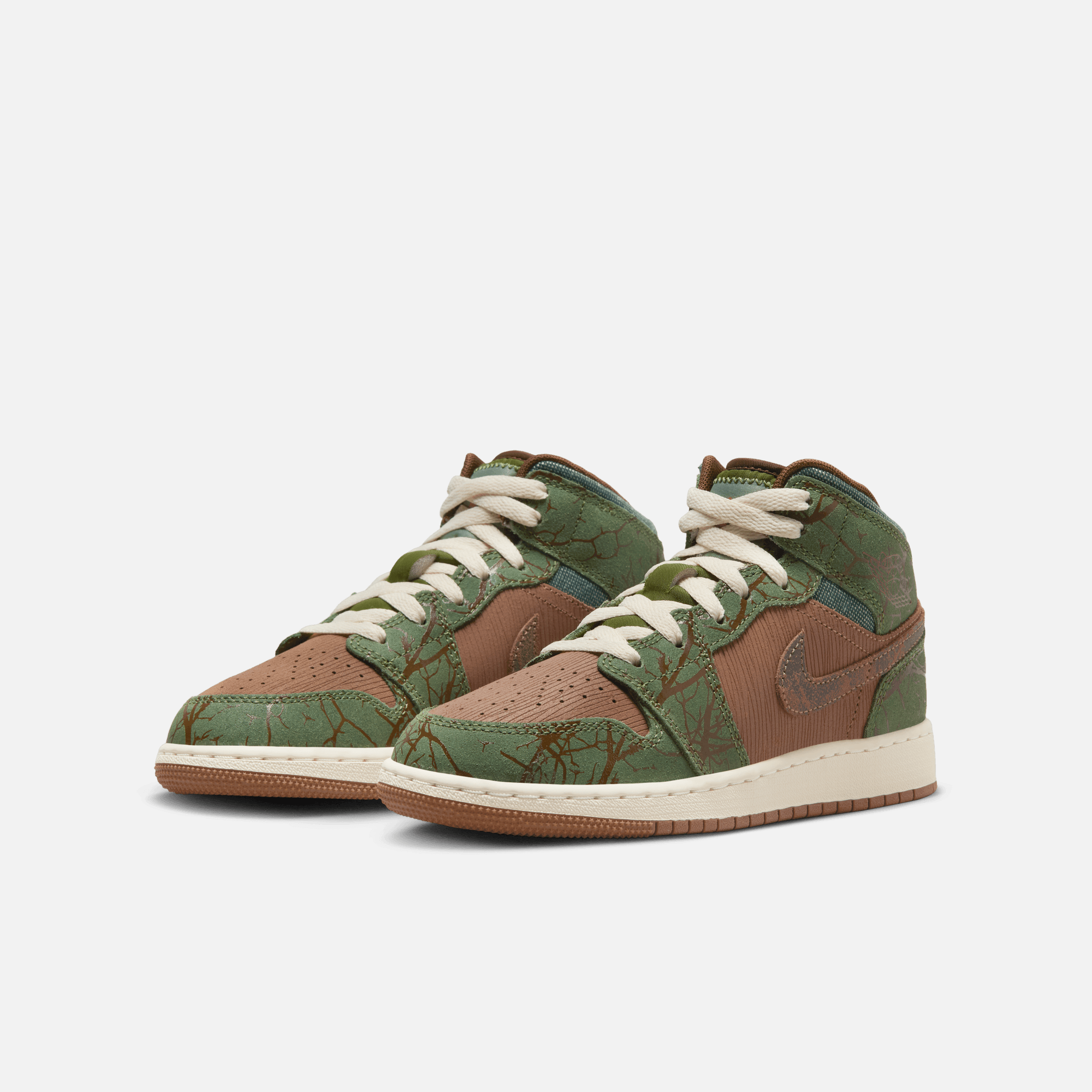 Air Jordan Big Kids' 1 Mid SS Treeline (GS)