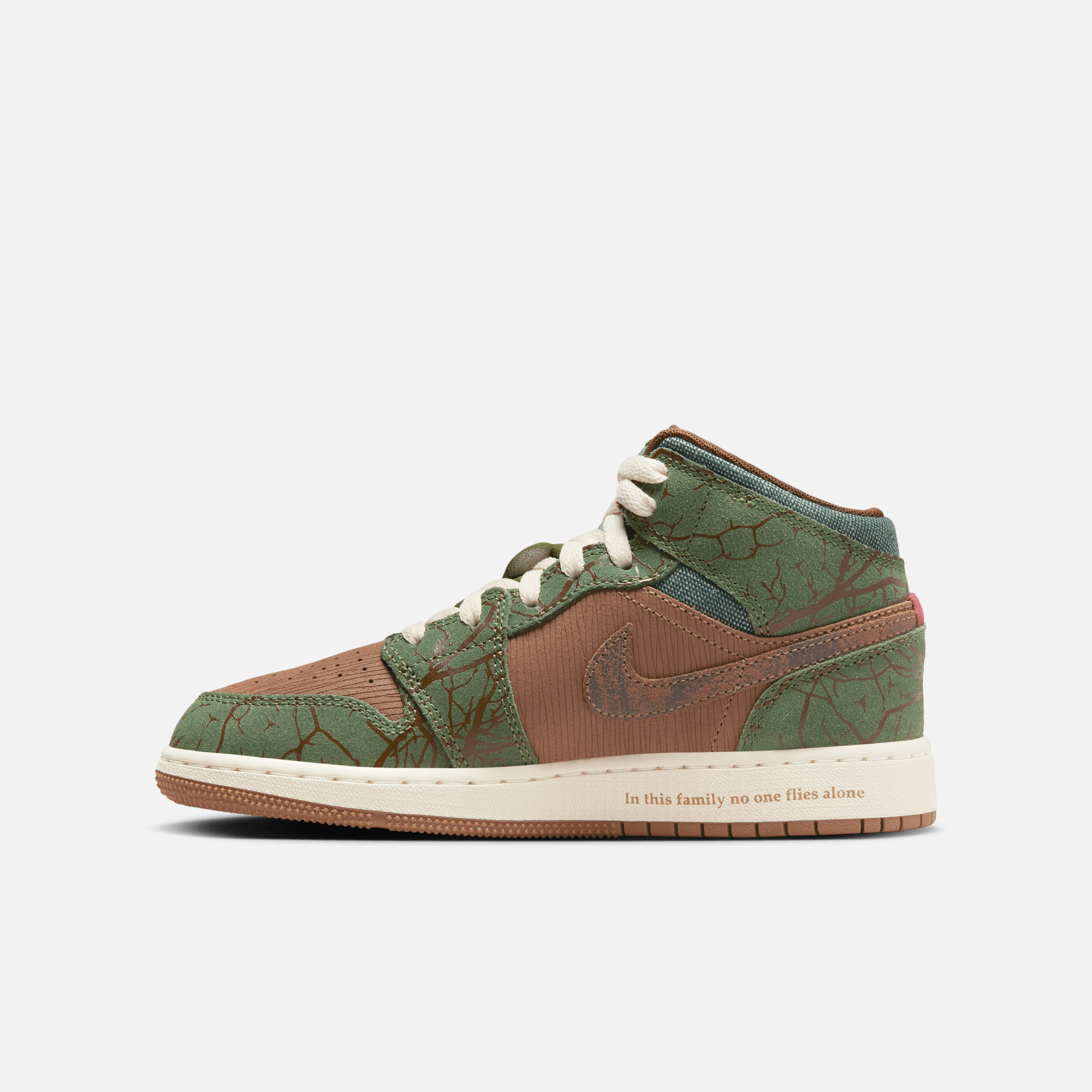 Air Jordan Big Kids' 1 Mid SS Treeline (GS)