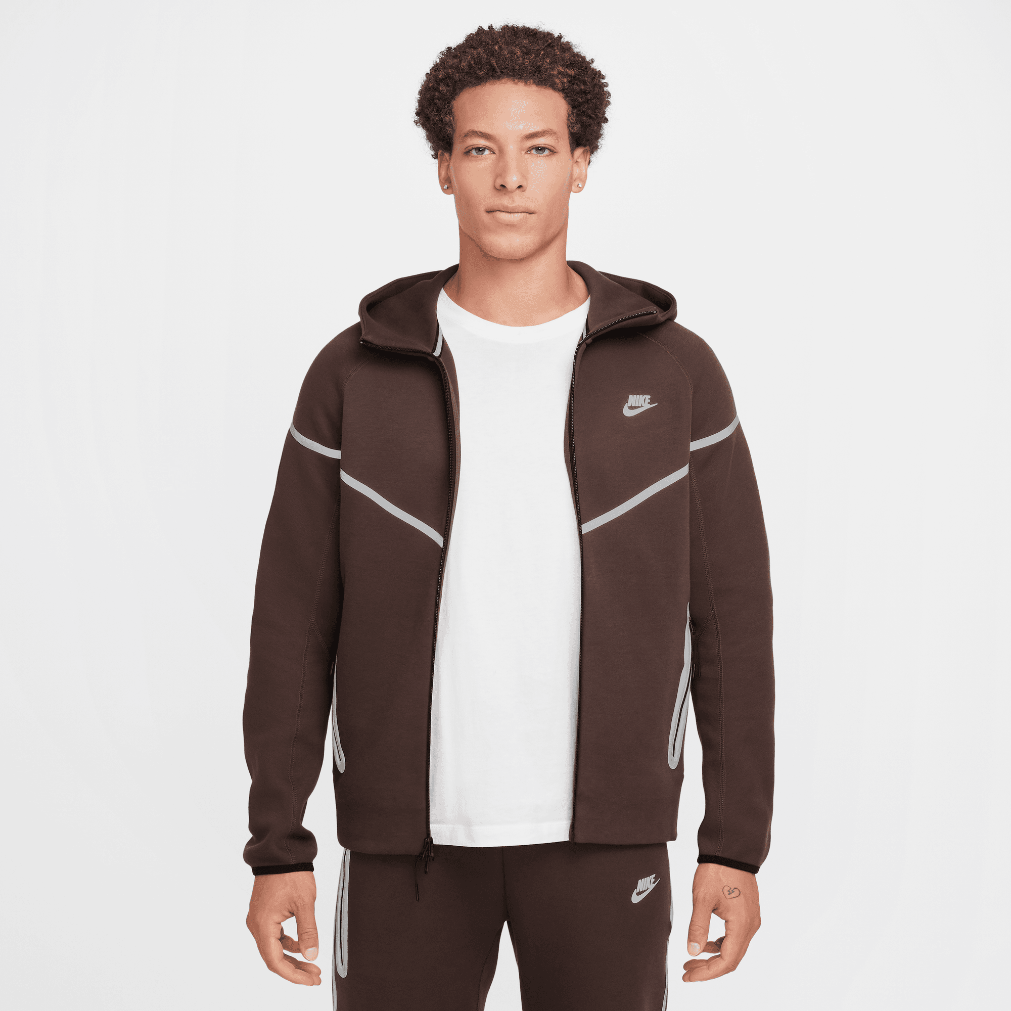 Nike Tech Windrunner Brown Reflective Fleece Full-Zip Jacket