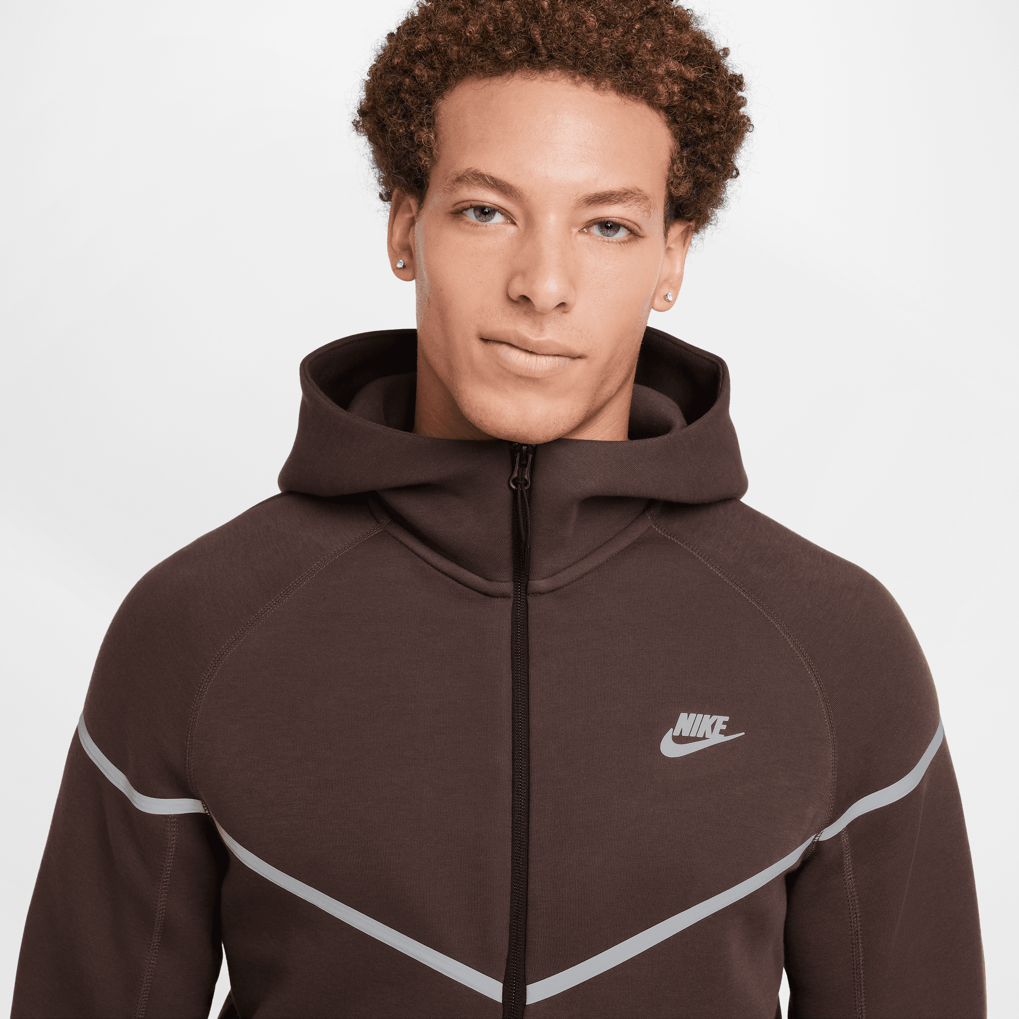 Nike Tech Windrunner Brown Reflective Fleece Full-Zip Jacket