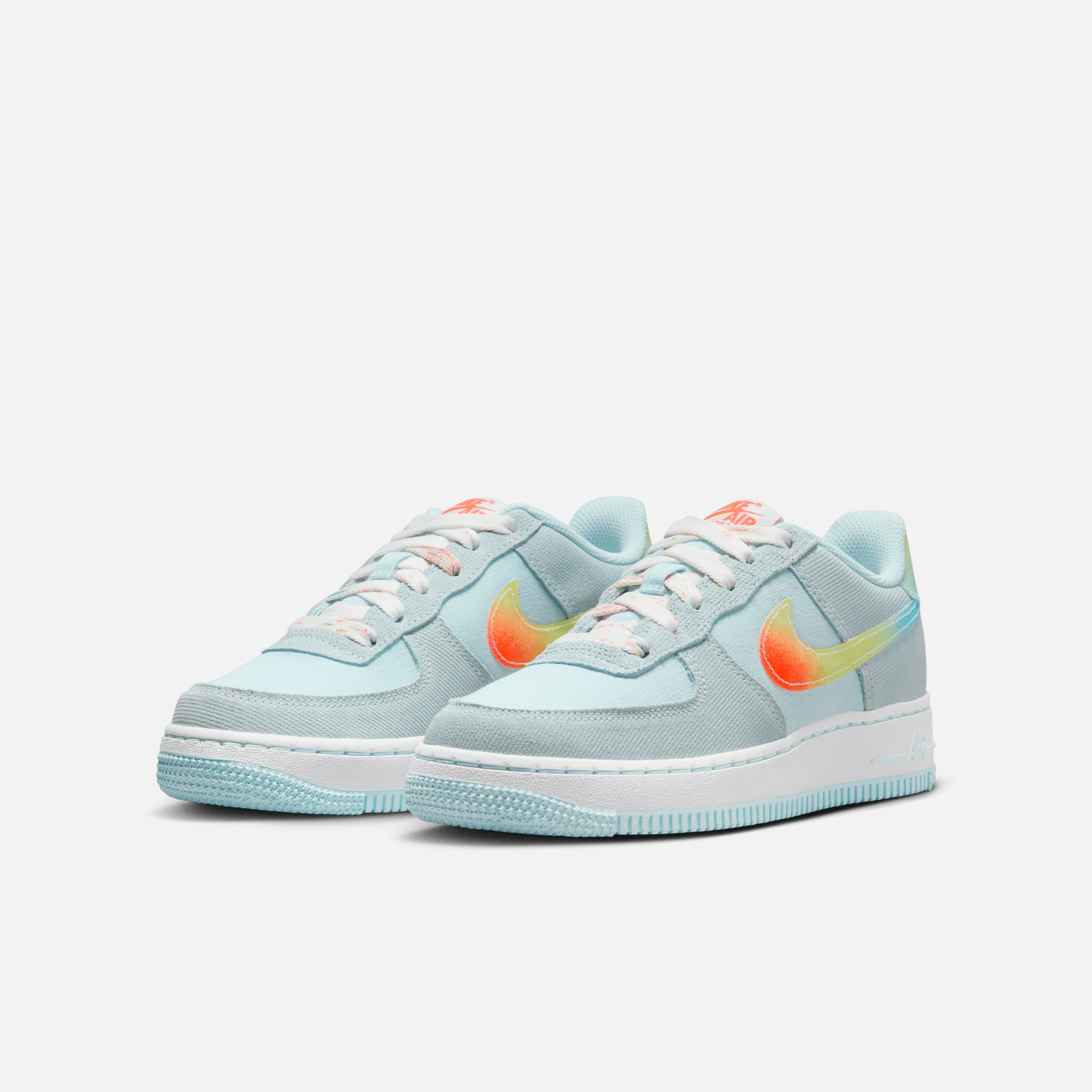 Nike Kids Grade School Air Force 1 Shoes Size 5.5 Blue Orange Yellow