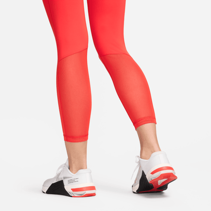 Nike Pro 365 Women's Light Crimson Red High-Waisted 7/8 Mesh Panel
