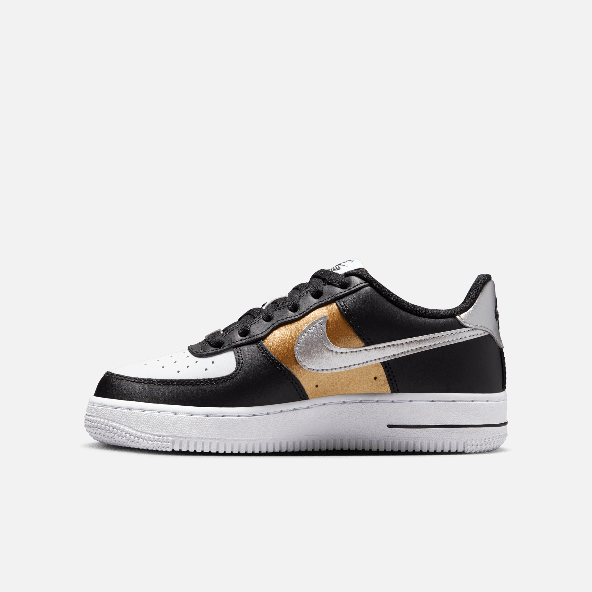 Nike Big Kids' Air Force 1 Low Black Metallic Gold (GS)