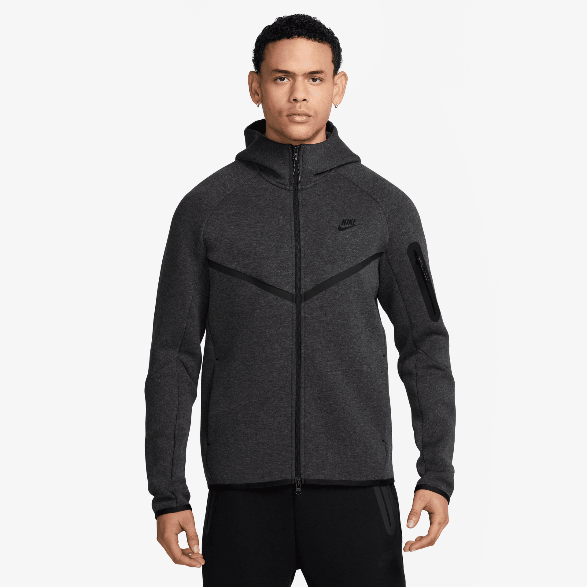 Nike Fleece Windrunner Full-Zip Heather Black Jacket – Puffer Reds
